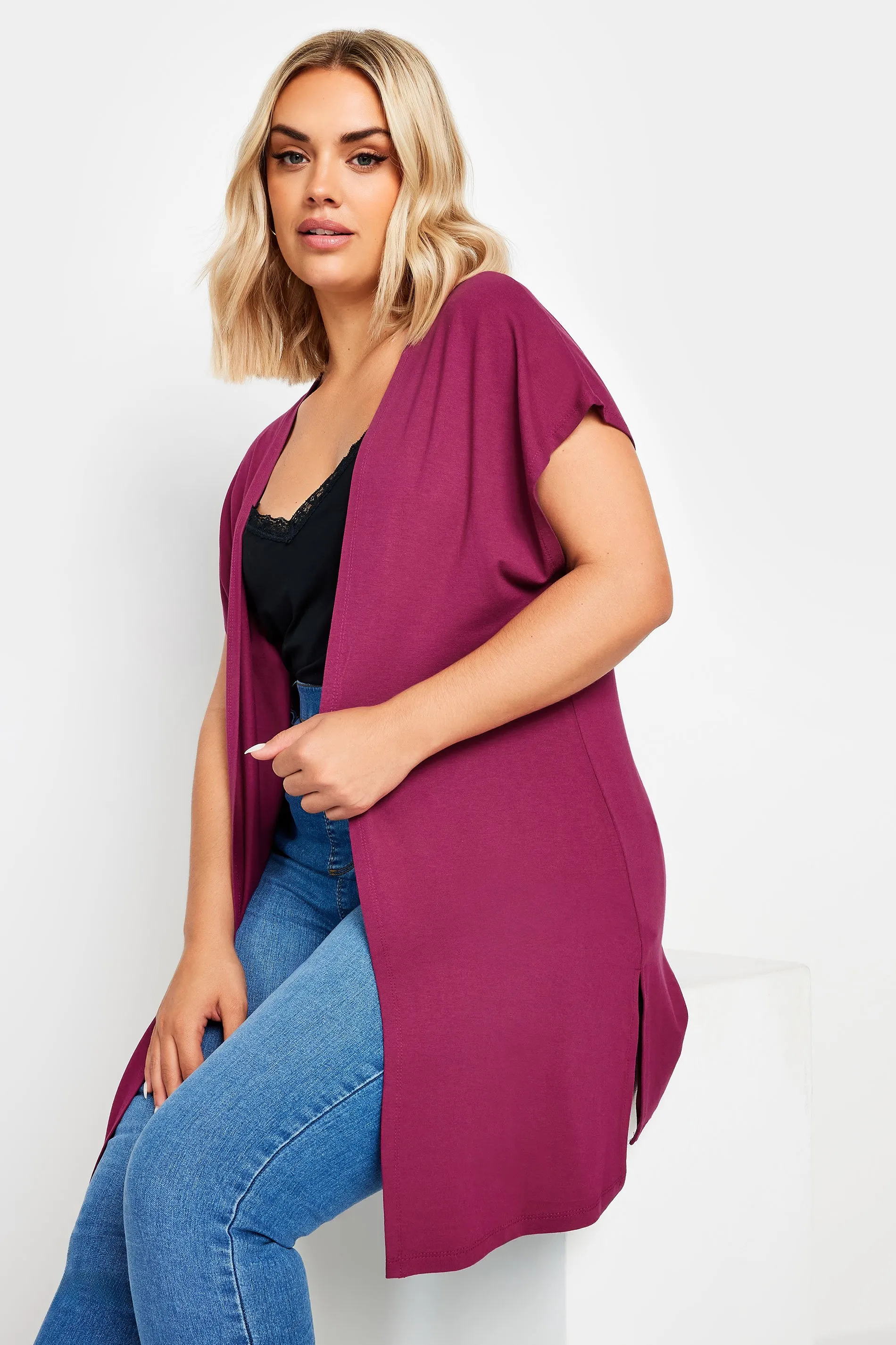 YOURS Curve Red Short Sleeve Cardigan