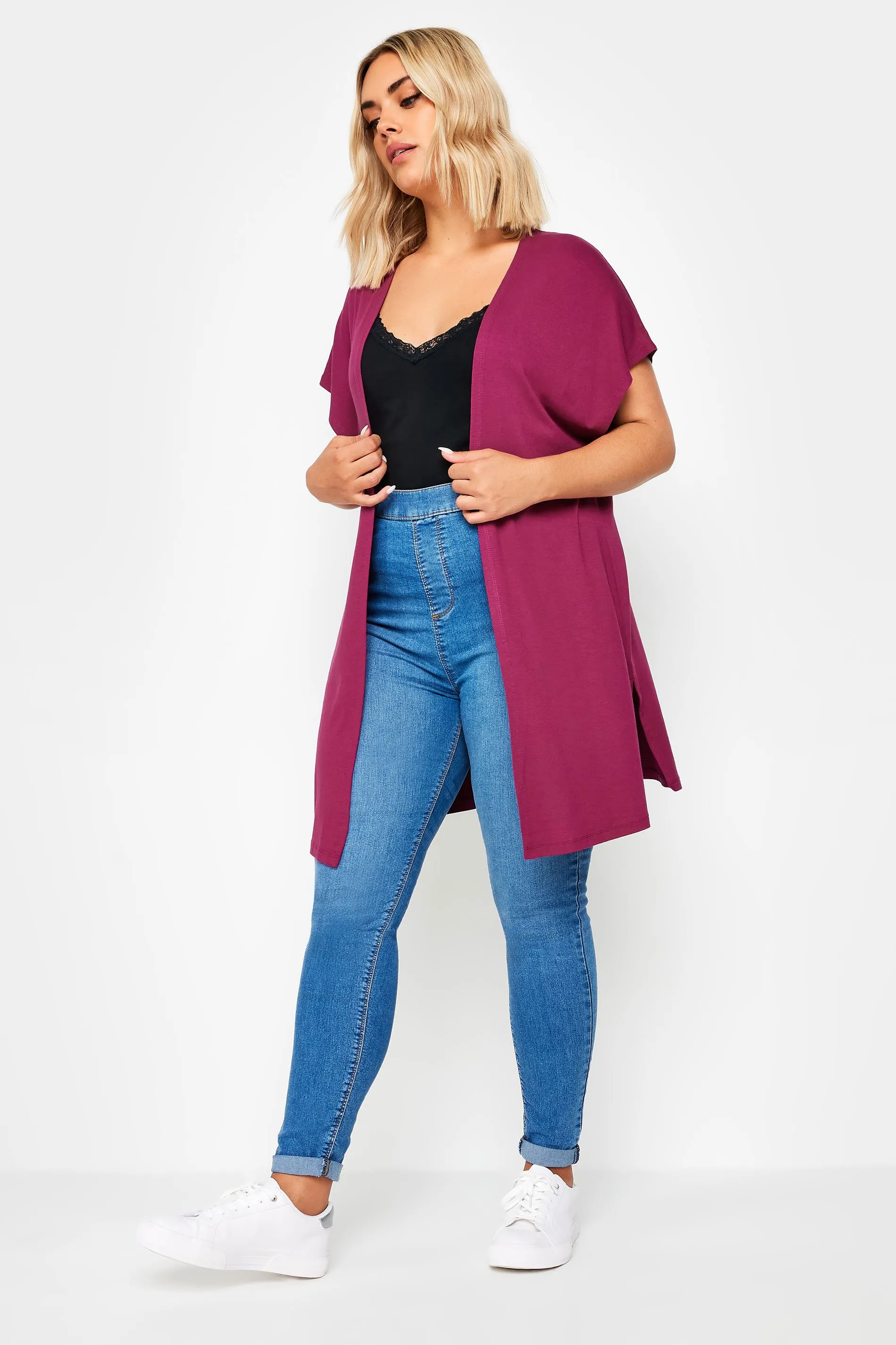 YOURS Curve Red Short Sleeve Cardigan